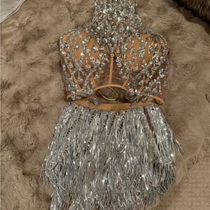 Silver Beaded Fringe Dress